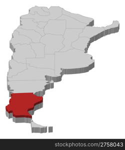 Map of Argentina, Santa Cruz highlighted. Political map of Argentina with the several provinces where Santa Cruz is highlighted.