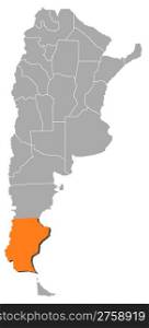 Map of Argentina, Santa Cruz highlighted. Political map of Argentina with the several provinces where Santa Cruz is highlighted.