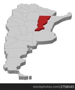 Map of Argentina, Santa Fe highlighted. Political map of Argentina with the several provinces where Santa Fe is highlighted.
