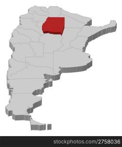Map of Argentina, Santiago del Estero highlighted. Political map of Argentina with the several provinces where Santiago del Estero is highlighted.