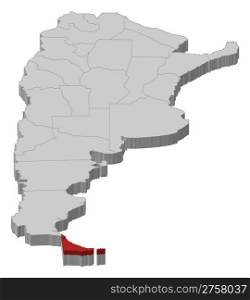 Map of Argentina, Tierra del Fuego highlighted. Political map of Argentina with the several provinces where Tierra del Fuego is highlighted.