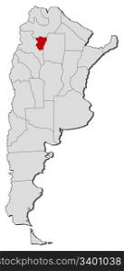 Map of Argentina, Tucuman highlighted. Political map of Argentina with the several provinces where Tucuman is highlighted.