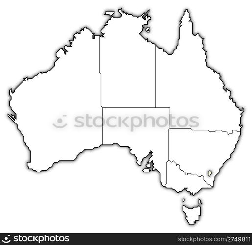 Map of Australia, Capital Territory highlighted. Political map of