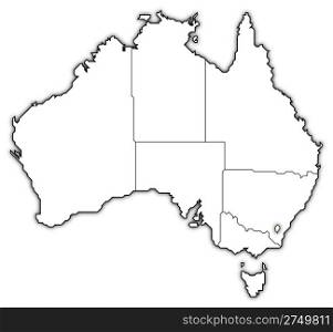 Map of Australia, Capital Territory highlighted. Political map of Australia with the several states where Capital Territory is highlighted.