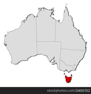 Map of Australia, South Australia highlighted. Political map of ...