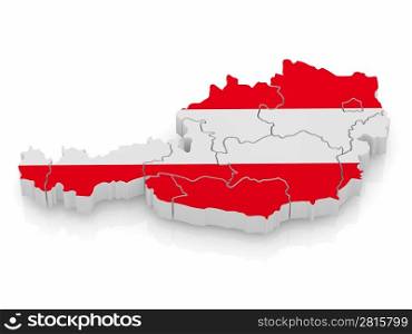 Map of Austria in egyptian flag colors. 3d
