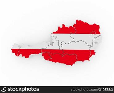 Map of Austria in egyptian flag colors. 3d
