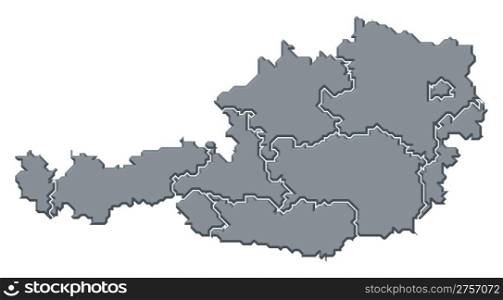 Map of Austria. Political map of Austria with the several states.