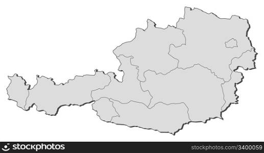Map of Austria. Political map of Austria with the several states.