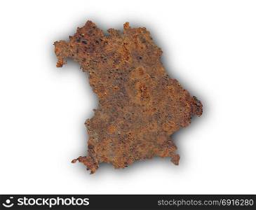Map of Bavaria on rusty metal
