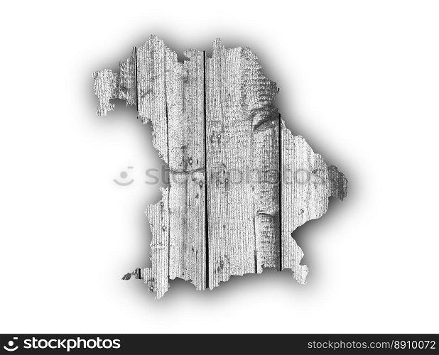 Map of Bavaria on weathered wood