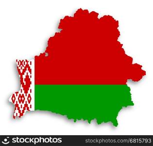 Map of Belarus filled with flag, isolated
