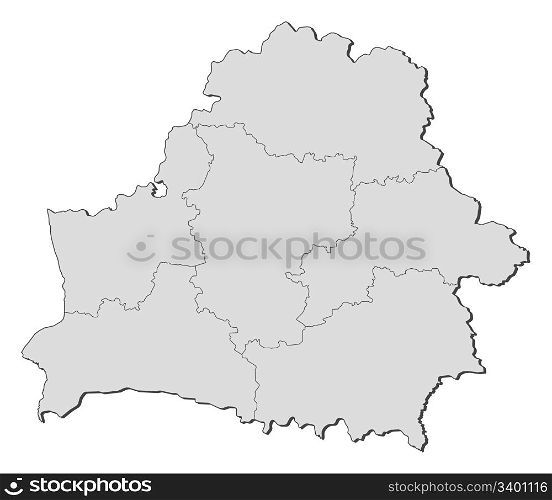 Map of Belarus. Political map of Belarus with the several provinces.