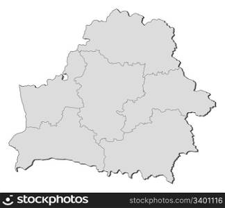 Map of Belarus. Political map of Belarus with the several provinces.