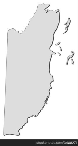 Map of Belize. Political map of Belize with the several provinces.