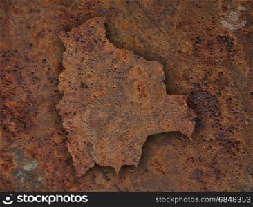 Map of Bolivia on rusty metal