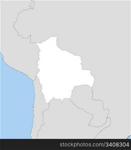 Map of Bolivia. Political map of Bolivia with the several departments.