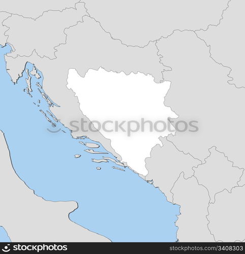 Map of Bosnia and Herzegovina. Political map of Bosnia and Herzegovina with the several cantons.