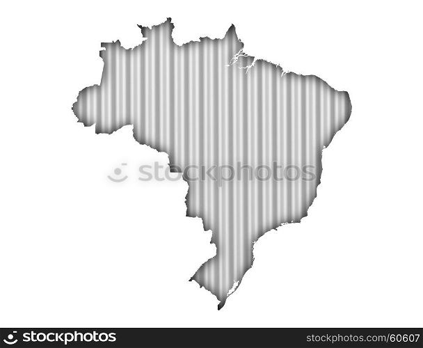 Map of Brazil on corrugated iron