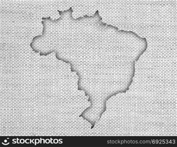 Map of Brazil on old linen