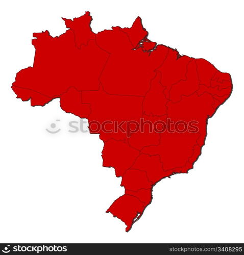 Map of Brazil. Political map of Brazil with the several states.