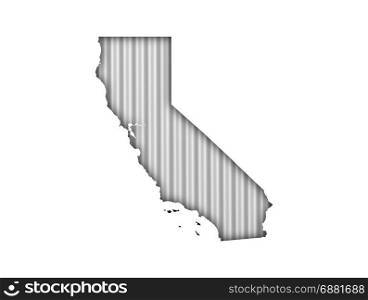 Map of California on corrugated iron
