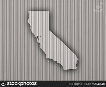 Map of California on corrugated iron