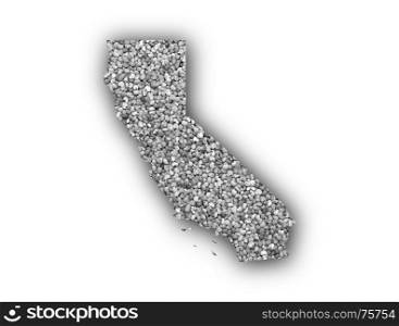 Map of California on poppy seeds