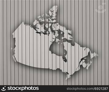 Map of Canada on corrugated iron