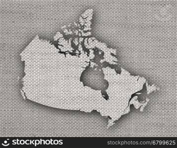 Map of Canada on old linen