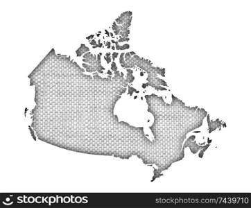 Map of Canada on old linen
