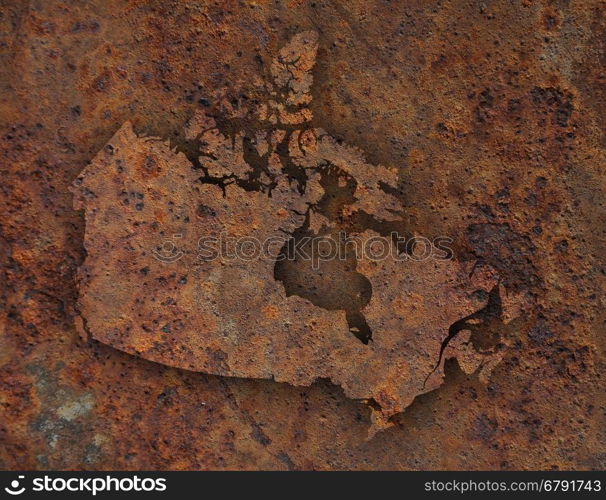 Map of Canada on rusty metal