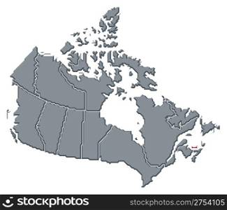 Map of Canada, Prince Edward Island highlighted. Political map of Canada with the several provinces where Prince Edward Island is highlighted.