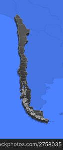 Map of Chile. Political map of Chile with the several regions.