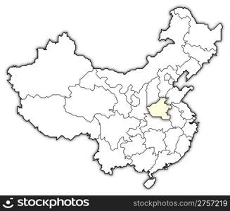 Map of China, Henan highlighted. Political map of China with the several provinces where Henan is highlighted.