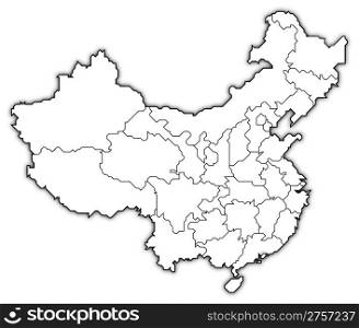 Map of China, Hong Kong highlighted. Political map of China with the several provinces where Hong Kong is highlighted.