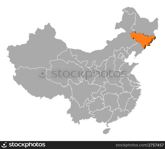 Map of China, Jilin highlighted. Political map of China with the ...