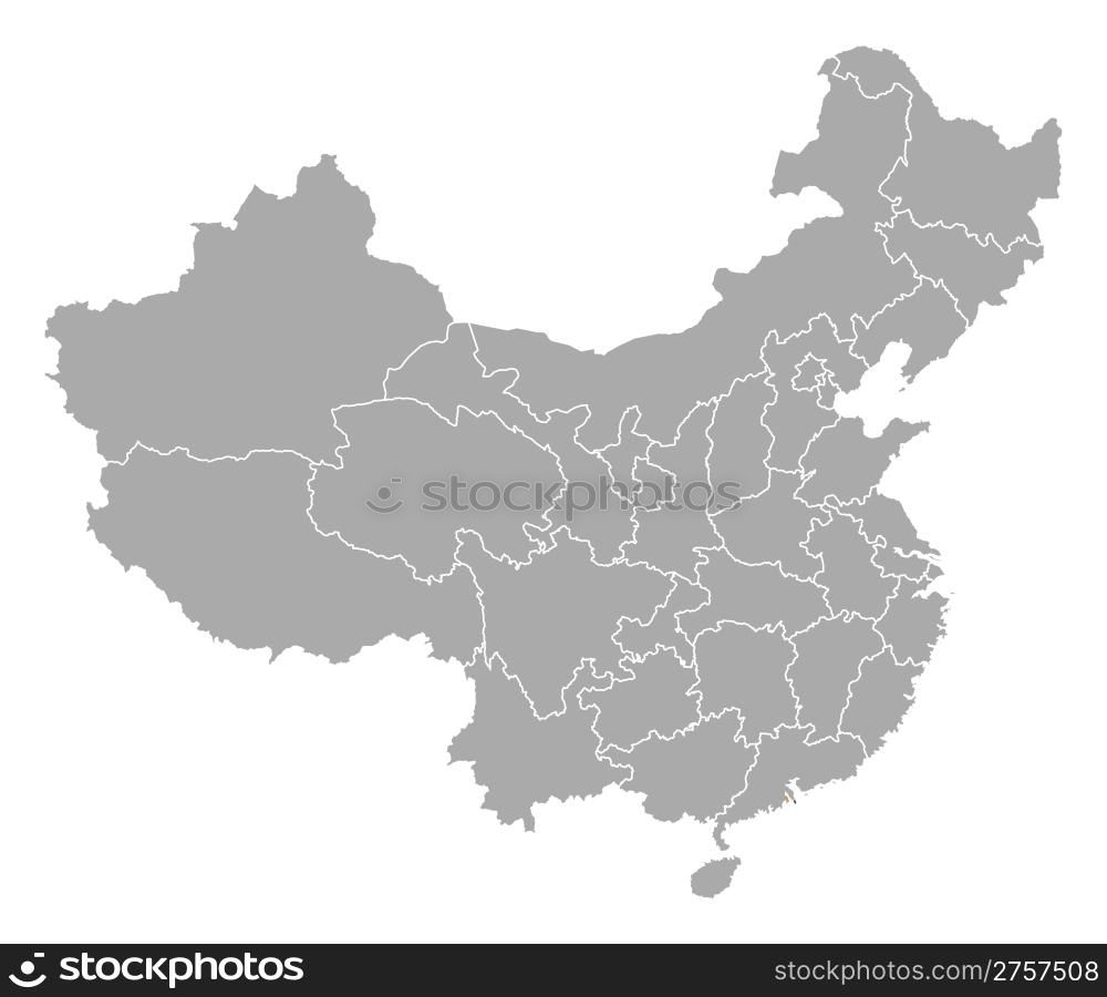 Map Of China Macau Highlighted Political Map Of China With The   Map Of China Macau Highlighted Political Map Of China With The Several 2757508 