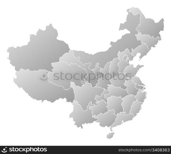 Map of China, Macau highlighted. Political map of China with the ...