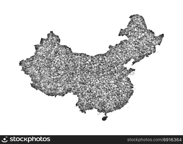Map of China on poppy seeds