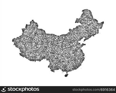 Map of China on poppy seeds
