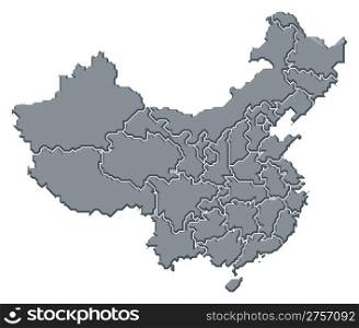 Map of China. Political map of China with the several provinces.
