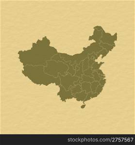 Map of China. Political map of China with the several provinces.