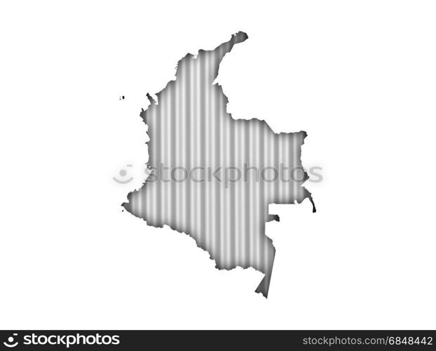 Map of Colombia on corrugated iron