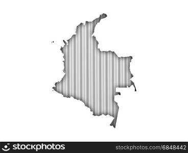 Map of Colombia on corrugated iron
