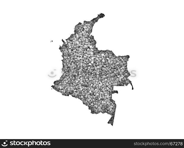 Map of Colombia on poppy seeds