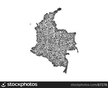 Map of Colombia on poppy seeds