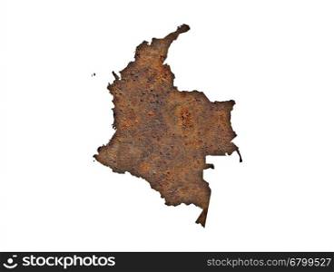 Map of Colombia on rusty metal