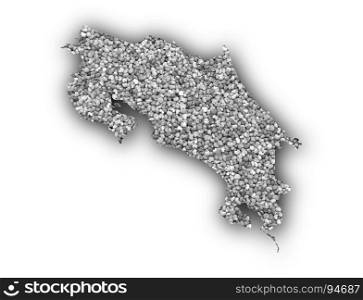 Map of Costa Rica on poppy seeds