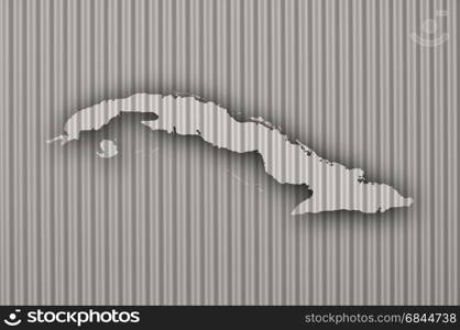 Map of Cuba on corrugated iron
